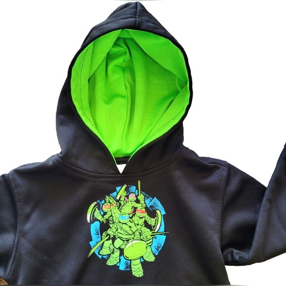 EUC Nickelodeon Bundle Boys Ninja Turtle Pullover Hoodie & T-Shirt - Black/Gray - Picture 4 of 10